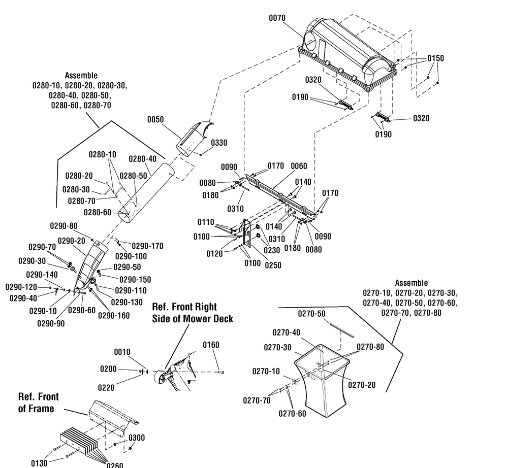 Triple Bagger Diagram and Parts List for 10799021-7600124  Briggs and Stratton Lawn Tractor Accessories